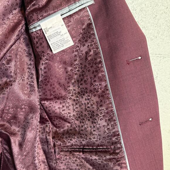 Bar III Men's Skinny Fit Suit Jacket Blazer solid red 38R $425 - Picture 9 of 10